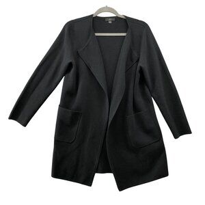 J. Crew Juliette Collarless Sweater Blazer Womens S Black Merino Wool Blend